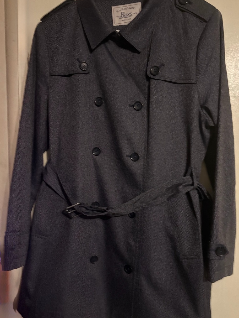 Bass Women's Charcoal Double-Breasted Trench Coat with Belt
